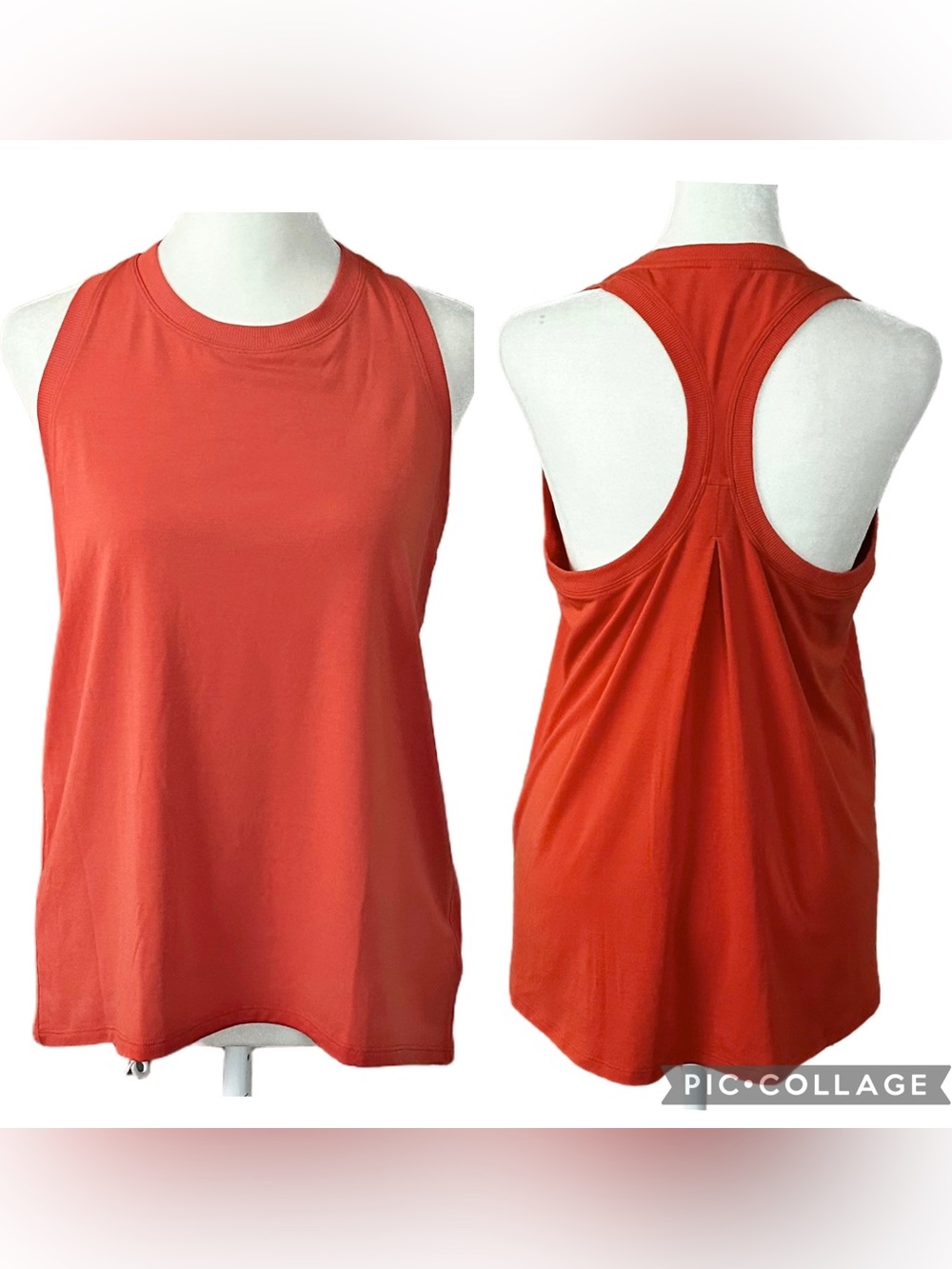 Athleta Ease In Tank Workout Racerback Relaxed Fit Tank Top Orange Size Small